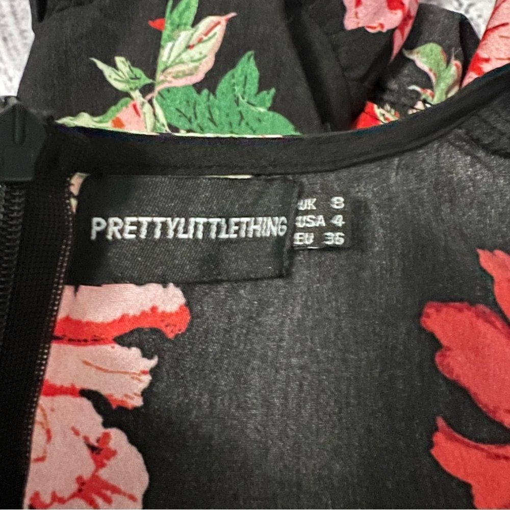 Pretty Little Thing Black/Red Floral Corset Dress Size‎ 4 - Picture 6 of 7